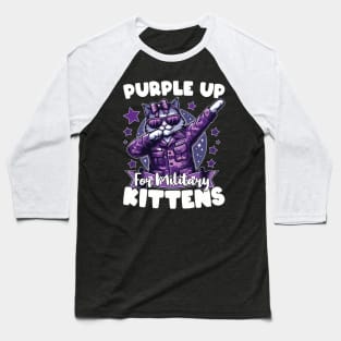 Month Of The Military Children Purple Up For Military Kitten Baseball T-Shirt